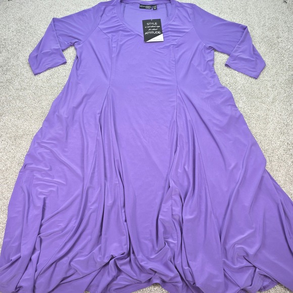 Attitudes by Renee Dresses & Skirts - Attitudes by Renee Purple Como Jersey V-Neck Godet Midi Dress 1XP NEW